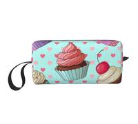 Borsa per il trucco, Borsa per la ricezione Borsa per cosmetici da viaggio Borsa da toilette Borsa per trucco portatile Organizer,Modello cupcake stampato