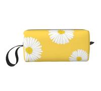 Borsa per il trucco, Borsa per la ricezione Borsa per cosmetici da viaggio Borsa da toilette Borsa per trucco portatile Organizer,Aster bianco margherita gialla