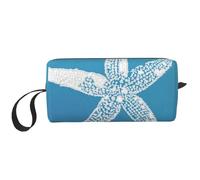 Borsa per il trucco, Borsa per la ricezione Borsa per cosmetici da viaggio Borsa da toilette Borsa per trucco portatile Organizer,Casa sulla spiaggia con stelle marine blu Ombre