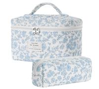 Borsa per il trucco, Borsa per trucco floreale, Set di borsa per trucco trapuntato, Borsa cosmetica in cotone, Borsa da toilette da viaggio floreale, Borsa da toilette estetica floreale Coquette