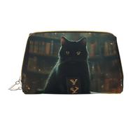 Borsa per il trucco, Borse cosmetiche Borsa da toilette da viaggio per donne, Halloween gatto nero misterioso borsa per il trucco, Borsa per trucco di grande capacità, Borsa per trucco carina