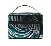 Borsa per il trucco Borse cosmetiche da viaggio Grande Borsa da bagno portatile Organizer Borsa per le donne Cubi di colore astratto Borsa da toilette viola, Astratto Cerchio Swirl, Taglia unica,