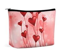 Borsa per il trucco, borse cosmetiche personalizzate per le donne, Amore con palloncini, 7.3cm L x 15cm W x 5.9cm H, Astuccio per trucchi