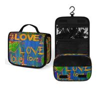Borsa per il trucco, borse cosmetiche personalizzate per le donne, Arte astratta Testo A, 22.5(fold)/41(unfold)L x 7W x 18.5H cm, Beauty case