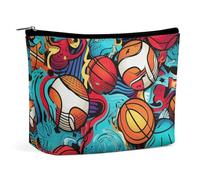 Borsa per il trucco, borse cosmetiche personalizzate per le donne, Basket Texture, 7.3cm L x 15cm W x 5.9cm H, Astuccio per trucchi