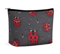 Borsa per il trucco, borse cosmetiche personalizzate per le donne, Coccinella sette stelle, 7.3cm L x 15cm W x 5.9cm H, Astuccio per trucchi