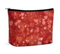 Borsa per il trucco, borse cosmetiche personalizzate per le donne, Colore Puro Rosso Amore, 7.3cm L x 15cm W x 5.9cm H, Beauty case