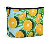 Borsa per il trucco, borse cosmetiche personalizzate per le donne, Frutta d'arancia al sole, 7.3cm L x 15cm W x 5.9cm H, Astuccio per trucchi