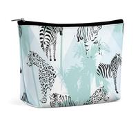 Borsa per il trucco, borse cosmetiche personalizzate per le donne, Leopardo Tigre Zebra Texture Pittura, 7.3cm L x 15cm W x 5.9cm H, Astuccio per trucchi
