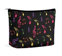 Borsa per il trucco, borse cosmetiche personalizzate per le donne, Modelli colorati di note, 7.3cm L x 15cm W x 5.9cm H, Beauty case