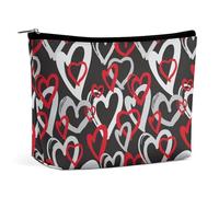 Borsa per il trucco, borse cosmetiche personalizzate per le donne, Modello di amore irregolare, 7.3cm L x 15cm W x 5.9cm H, Astuccio per trucchi