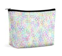 Borsa per il trucco, borse cosmetiche personalizzate per le donne, Motivo a cerchi, 7.3cm L x 15cm W x 5.9cm H, Beauty case