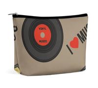 Borsa per il trucco, borse cosmetiche personalizzate per le donne, Musica., 7.3cm L x 15cm W x 5.9cm H, Beauty case