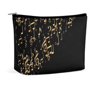 Borsa per il trucco, borse cosmetiche personalizzate per le donne, Note d'oro, 7.3cm L x 15cm W x 5.9cm H, Astuccio per trucchi