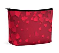 Borsa per il trucco, borse cosmetiche personalizzate per le donne, Rosso Romantico Cartoon Amore, 7.3cm L x 15cm W x 5.9cm H, Astuccio per trucchi