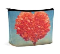 Borsa per il trucco, borse cosmetiche personalizzate per le donne, San Valentino Albero Cuore, 7.3cm L x 15cm W x 5.9cm H, Astuccio per trucchi