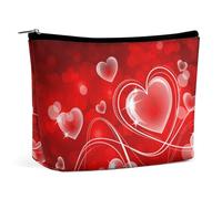 Borsa per il trucco, borse cosmetiche personalizzate per le donne, San Valentino Amore Cuore, 7.3cm L x 15cm W x 5.9cm H, Beauty case