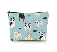 Borsa per il trucco Borse per cosmetici da viaggio in lino da donna per viaggi d'affari, carlino bulldog francese dobermann, custodia per il trucco