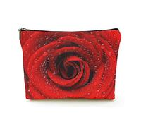 Borsa per il trucco Borse per cosmetici da viaggio in lino da donna per viaggi d'affari, una grande rosa rossa, custodia per il trucco