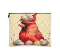 Borsa per il trucco cardinale pasquale, borsa da viaggio vintage con uccellino primaverile, borsa da viaggio per donne, piccola borsa portatile in tela con cerniera, borsa da toilette floreale per la