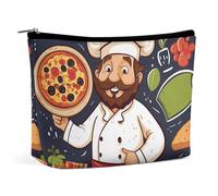 Borsa per il trucco Chef Pizza1 Organizer stampato pieghevole per cosmetici Borsa per il trucco da viaggio portatile per viaggi di lavoro