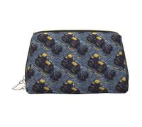 Borsa per il trucco classica gialla con stampa di trattore, borse cosmetiche da viaggio borse da toilette per donne, custodia per trucco in pelle di grande capacità, organizer per trucchi, graziosa