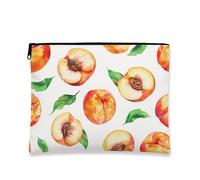 Borsa per il trucco color pesca, borsa da viaggio per cosmetici con frutta ad acquerello per donne, organizer portatile in tela con cerniera, borsa da toilette regalo estiva, Arancione, 7x9 Inch
