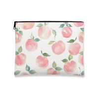 Borsa per il trucco color pesca, borsa per cosmetici con frutta ad acquerello, per donne, piccola borsa portatile in tela con cerniera, regalo estivo per la cura della pelle, Pesca, 7x9 Inch