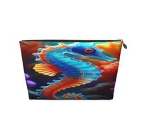 Borsa per il trucco colorata a forma di cavalluccio marino, borsa da viaggio per cosmetici, per donna, 7 x 2,4 x 5 pollici