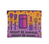 Borsa per il trucco colorata, borsa da viaggio per cosmetici artistici giocosi per donne, piccola borsa portatile in tela con cerniera, borsa da toeletta regalo per festival, Viola, 7x9 Inch, Magia