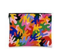 Borsa per il trucco colorata, borsa da viaggio per cosmetici con forme astratte per donne, piccola custodia in tela con cerniera, divertente regalo per festival, organizer per articoli da toeletta per