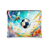 Borsa per il trucco colorata con api da calcio, vivace astuccio da viaggio artistico per donne, organizer portatile con cerniera, borsa da toilette divertente per l'estate, Colorato, 7x9 Inch, Ape