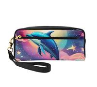 Borsa per il trucco colorata con cielo stellato, oceano, delfino, per donne, impermeabile, per articoli da toeletta, scuola, ufficio, viaggi, uso quotidiano