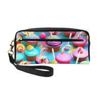 Borsa per il trucco colorata con dolce lecca-lecca cupcake ciambella stampa ragazze studenti scuola ufficio articoli da toeletta compagno di viaggio sacchetto cosmetico