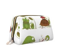 Borsa per il trucco colorata con stampa di tartarughe serpente rana borsa da toeletta versatile borsa cosmetica di grande capacità per le donne, bianco, Taglia unica, Beauty case