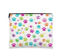 Borsa per il trucco colorata con stampa di zampe, grazioso astuccio portatile da viaggio per cosmetici, da donna, piccolo organizer con cerniera, borsa da toilette regalo per amanti degli animali