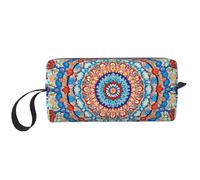 Borsa per il trucco colorata mandala resistente all'acqua organizer da viaggio per donne uomini etnici fiore cosmetico custodia con cerniera piccola borsa portatile per attrezzi