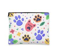 Borsa per il trucco colorata, motivo con stampa di zampe, graziose borse da viaggio per donne, piccola borsa portatile in tela con cerniera, regalo per gli amanti degli animali per la cura della pelle