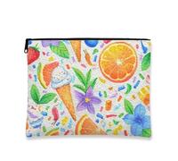 Borsa per il trucco colorata per gelato, borsa da viaggio per cosmetici, con motivo a frutta, piccola borsa portatile in tela con cerniera, regalo per festival estivi, borsa da toilette per la cura