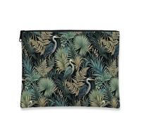Borsa per il trucco con airone tropicale, borsa da viaggio vintage botanica per donne, organizer portatile in tela con cerniera, borsa da toilette estiva per la cura della pelle, 17,8 x 22,9 cm