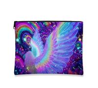 Borsa per il trucco con ali arcobaleno, borsa da viaggio colorata per cosmetici, da donna, piccola borsa portatile in tela con cerniera, regalo per festival e articoli da toeletta, Colorato, 7x9 Inch