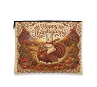 Borsa per il trucco con alpaca e lama del Ringraziamento, borsa da viaggio divertente per donne, piccola borsa portatile in tela con cerniera, borsa da toilette autunnale, 17,8 x 22,9 cm