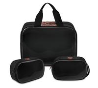 Borsa per il trucco con ananas color oro rosa, per donne e uomini, motivo ananas, traslucido, borsa per cosmetici, borsa da doccia, 3 pezzi, organizer da viaggio per articoli da toeletta, Colore, XL,