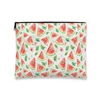Borsa per il trucco con anguria, borsa da viaggio per cosmetici con frutta ad acquerello per donne, organizer portatile con cerniera, borsa da toilette estiva per la cura della pelle, Pesca, 7x9 Inch