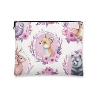 Borsa per il trucco con animali fantasiosi, graziosa borsa da viaggio per cosmetici da donna, organizer portatile in tela con cerniera, scelta perfetta per gli amanti della natura, elementi essenziali