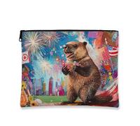 Borsa per il trucco con animali vivaci, borsa cosmetica artistica colorata per donne, borsa portatile con cerniera, borsa da toeletta da viaggio per festival, Multicolore, 7x9 Inch, Animale
