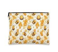 Borsa per il trucco con api carine, fantasiosa borsa da viaggio per cosmetici a nido d'ape per donne, piccola borsa portatile in tela con cerniera, organizer per articoli da toeletta per la cura della