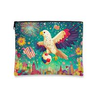 Borsa per il trucco con aquila vivace, borsa da viaggio colorata patriottica da donna, organizer portatile in tela con cerniera, borsa da toilette per festival estivi, Multicolore, 7x9 Inch, Aquila