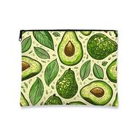 Borsa per il trucco con avocado, borsa da viaggio per cosmetici botanica vintage con frutta verde, piccola borsa portatile in tela con cerniera, organizer per articoli da toeletta regalo per tutti i