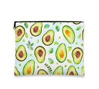 Borsa per il trucco con avocado, graziosa borsa per cosmetici con frutta verde per donne, piccola borsa portatile in tela con cerniera, regalo per festival di primavera, Verde, 7x9 Inch, Avocado